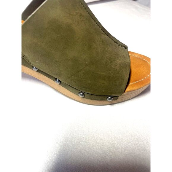 Ana Elissa Olive Green Platform Slip On Clog Sandal Studded Size 9.5M - Picture 6 of 6